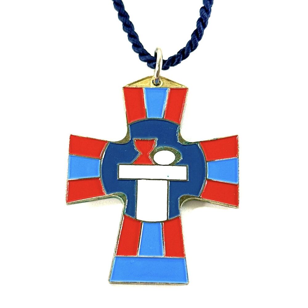 TSG Terra Sancta Guild Enameled Cross Pendant – Eucharist Symbol – Red/Blue - Picture 3 of 6